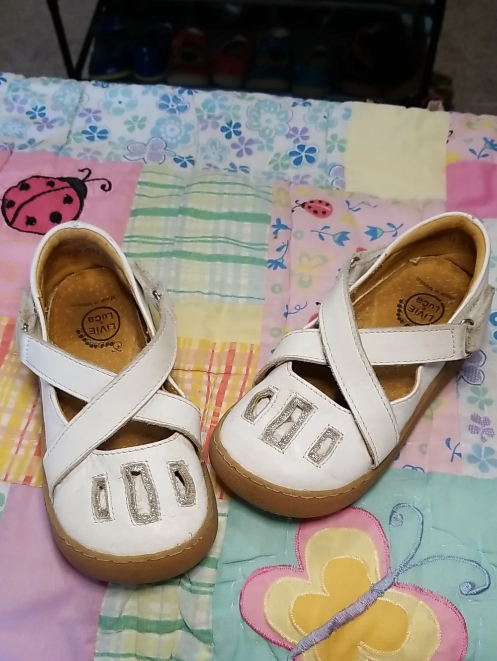 Livie & Luca White Leather Mary Jane Shoes with Criss Cross Straps Size 11 Luz